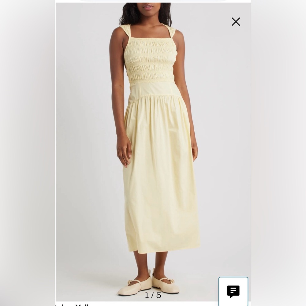 NWT Topshop Smocked Cotton Poplin Midi Sundress